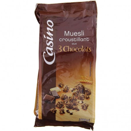 CASINO Muesli croustillant 3 chocolats 500g
